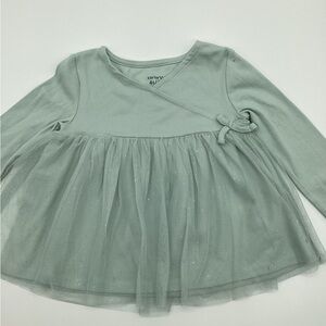 Carter's Light Green Tulle Long Sleeve Top NWT